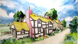 How to Draw a Cottage House in Two Point Perspective Colour Wash