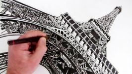 How to Draw The Eiffel Tower Time Lapse