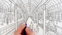 How to Draw a Victorian Railway Station in One Point Perspective