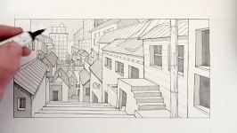 How to Draw a City using 1 Point Perspective Narrated