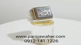 انگشتر خطی عقیق کبود یمنی مهر قدیمی 8351