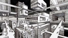 How to Draw 2 Point Perspective Sci Fi City Narrated