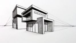 How to Draw a House in Two Point Perspective Modern House