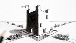 How to Draw using 2 Point Perspective Draw a Castle Step by Step