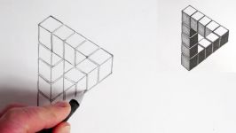 How to Draw The Impossible Triangle with 3d Cubes Optical Illusion