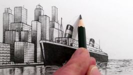 How to Draw using One Point Perspective A City and Ocean Liner