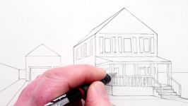 How to Draw a House and Porch in 1 Point Perspective