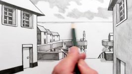 How to Draw using 1 Point Perspective Buildings and a Harbour Scene