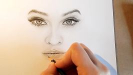 Timelapse  Drawing realistic eyes nose and lips with Graphite pencils