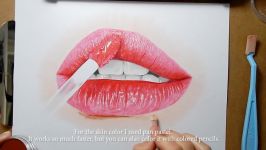 How to draw realistic glossy lips with copic markers and colored pencils