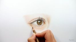 Timelapse  Drawing and coloring a realistic eye with colored pencils