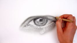 Drawing and shading a realistic eye with teardrop using graphite pencils