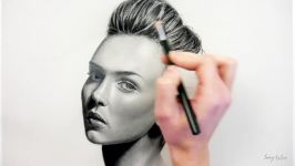 Portrait drawing with graphite and charcoal pencil  Emmy Kalia