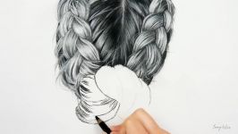 Drawing realistic hair with charcoal and a white pastel pencil