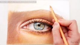 Drawing an eye using Caran dache Pablo colored pencils for the first time