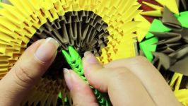 اوریگامی سه بعدی گل آفتابگردان  آموزش ساخت گل آفتابگردان کاغذی  کاردستی