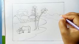 How to draw sceneryvillage landscape step by step