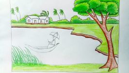 How to draw a scenery of rainy season step by step very easy