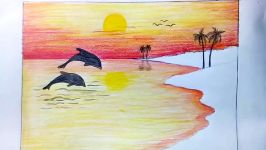 How to Draw scenery scenery of sunset Step by step very easy