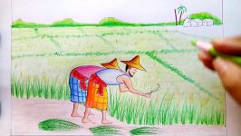 How to draw a scenery of cultivation Step by step very easy