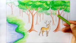 How to draw forest scene Step by step very easy