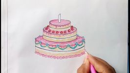 How to draw birthday cake step by step very easy