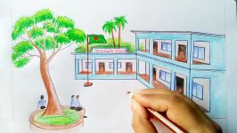 How to draw School Scene Step by step very easy