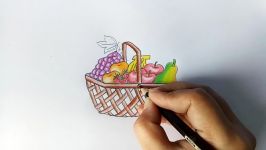 How to draw Fruit Basket step by step very easy