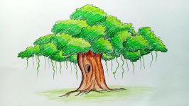 How to draw Banyan tree step by step very easy