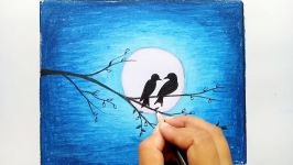 How to draw scenery of moonlight with oil pastel step by step