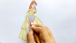 How to draw princess belle step by step