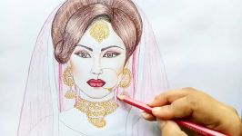 How to draw a girl with indian bridal makeup step by step