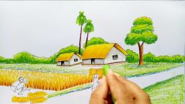 How to draw landscape scenery of late autumn step by step