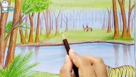 How to draw scenery of forest sundarban step by step