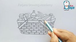 How to draw a food basket step by step with pencil