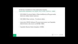 Achieving Compliance in the Automotive Industry ISO 26262 IEC 61508