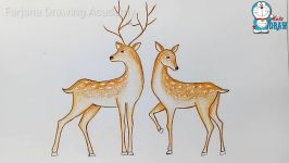 How to draw two deer step by step