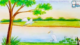 How to draw a scenery with TiTi oil pastels step by step