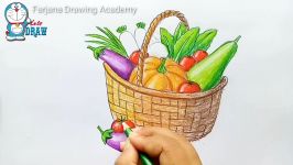 How to draw Vegetables basket step by step