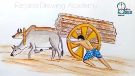 How to draw scenery of Working people step by step oil pastel painting