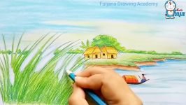 How to draw scenery of autumn landscape step by step