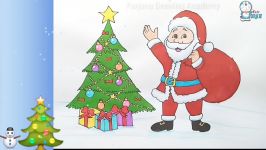 How to draw Santa Claus with Christmas tree step by step