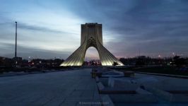 Sunrise time laspe of Azadi Tower in Tehran IRAN