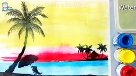 How to paint scenery of sunset Acrylic painting for beginners step by step