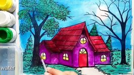 How to paint scenery of moonlit night step by step Acrylic painting