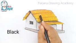 How to draw Village Hut with Oil Pastel Color step by step