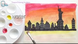 City sunset painting step by step Acrylic painting with Marker Pen