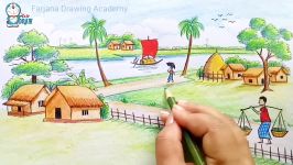 How to draw a scenery of beautiful nature landscape step by step