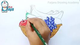 How to draw a fruit basket step by step