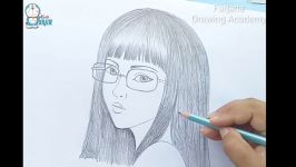 How to draw a Girl with Glasses Face drawing